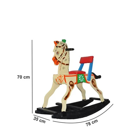 Channapattana Traditional Wooden Rocking Horse Ivory