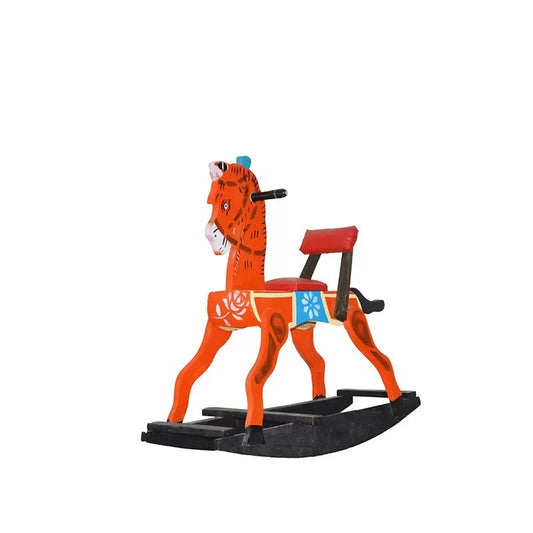 Channapattana Traditional Wooden Rocking Horse Orange